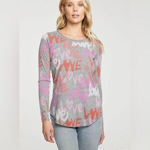 Chaser Gray Love Graffiti Women's Long Sleeve Top
